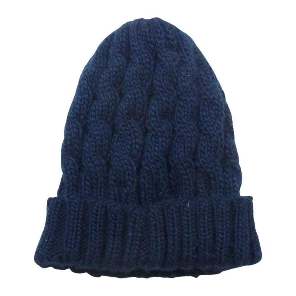 HUMAN MADE ヒューマンメイド ロゴパッチ ニット キャップ 帽子 ネイビー系【中古】
