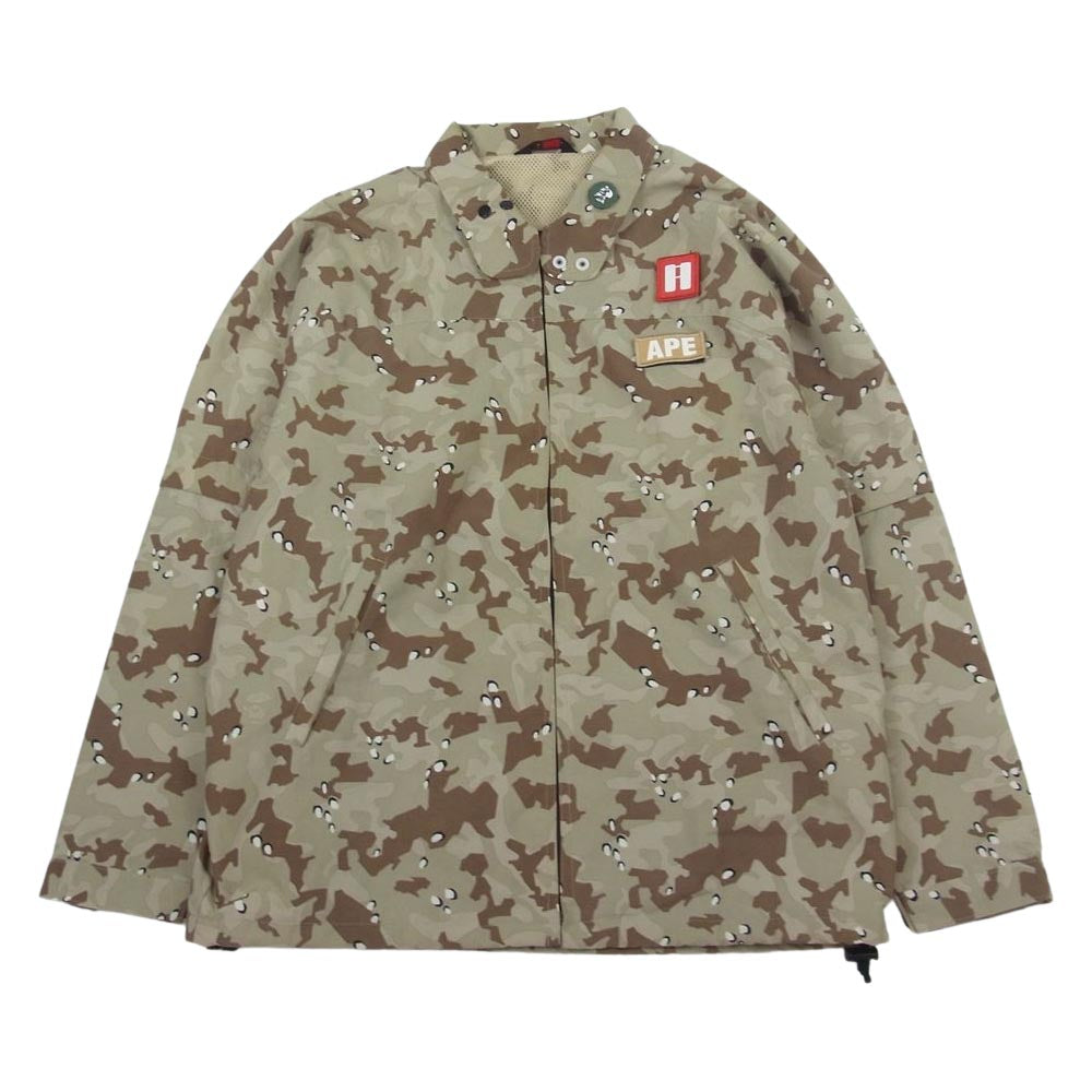 A BATHING APE アベイシングエイプ ワッペン チョコチップカモ ミリタリー ジャケット カーキ系 M【中古】
