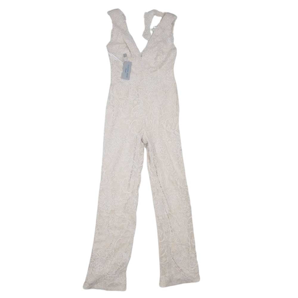 タダシショージ AVM17381BR Bridal ARDEN JUMPSUIT 総レース ジャンプスーツ ドレス オフホワイト系 2【中古】