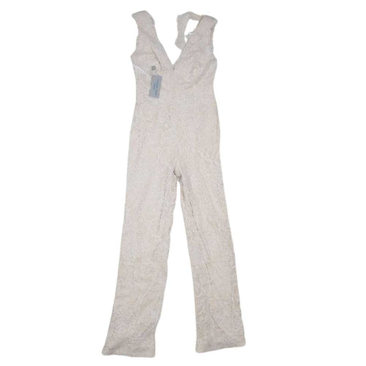 タダシショージ AVM17381BR Bridal ARDEN JUMPSUIT 総レース ジャンプスーツ ドレス オフホワイト系 2【中古】