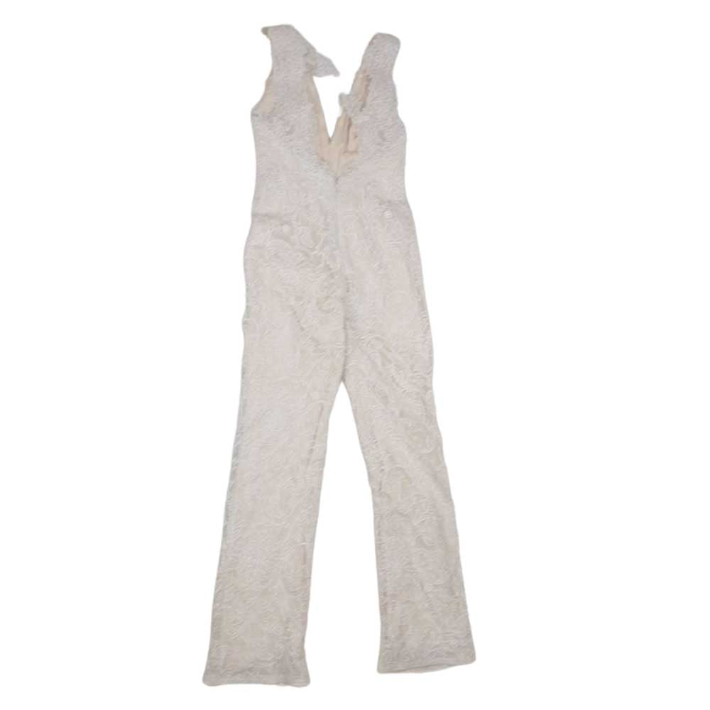 タダシショージ AVM17381BR Bridal ARDEN JUMPSUIT 総レース ジャンプスーツ ドレス オフホワイト系 2【中古】