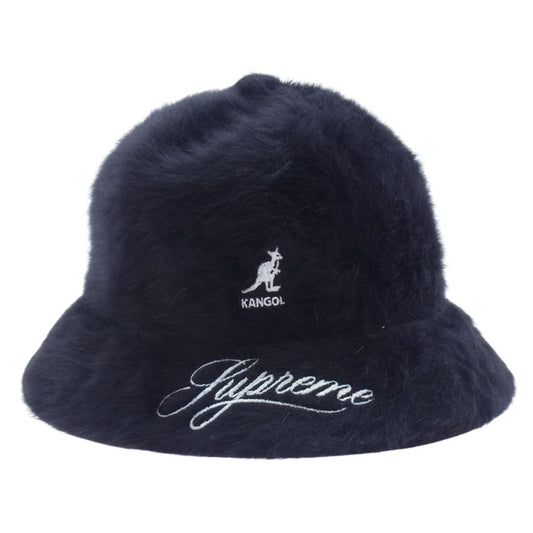 Supreme シュプリーム 21AW  × KANGOL FURGORA CASUAL フロントロゴ 刺繍 ファー バケット ハット ブラック系 XL【新古品】【未使用】【中古】