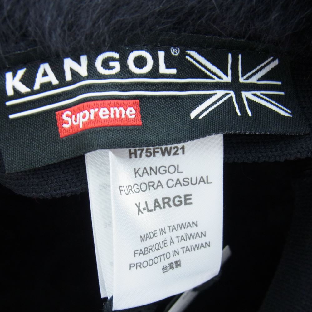 Supreme シュプリーム 21AW  × KANGOL FURGORA CASUAL フロントロゴ 刺繍 ファー バケット ハット ブラック系 XL【新古品】【未使用】【中古】