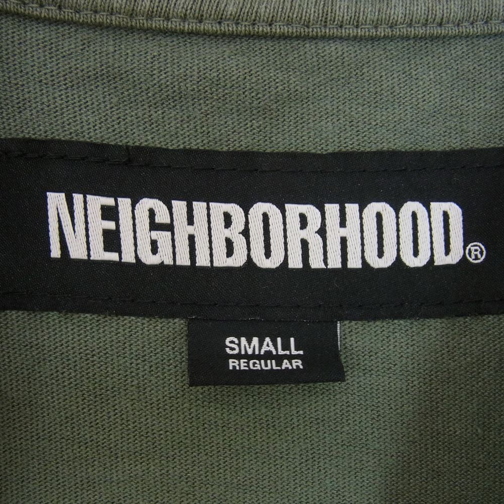 NEIGHBORHOOD ネイバーフッド 23AW 2320KNH-CSM04 DAMAGE CREWNECK SS 硫化染め コットン天竺 ダメージ加工 半袖 Tシャツ  グリーン系 S【新古品】【未使用】【中古】