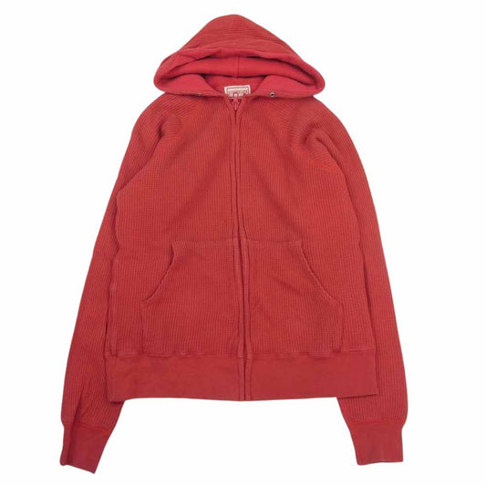 TENDERLOIN テンダーロイン ZIP PARKA ワッフル サーマル ジップアップ パーカー レッド系【中古】