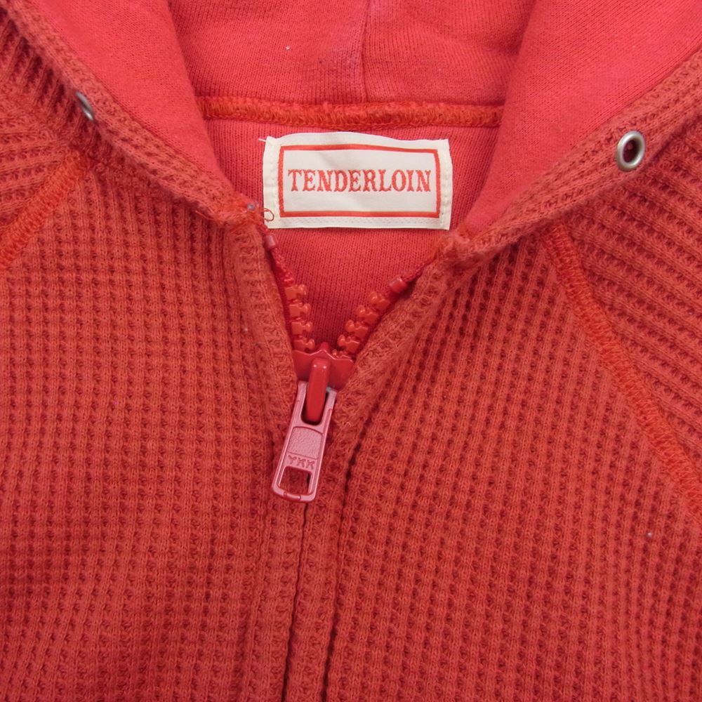 TENDERLOIN テンダーロイン ZIP PARKA ワッフル サーマル ジップアップ パーカー レッド系【中古】