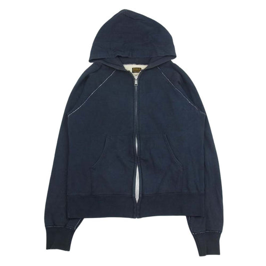 TENDERLOIN テンダーロイン ZIP PARKA 無地 裏地サーマル ジップ アップ スウェット パーカー ネイビー系【中古】