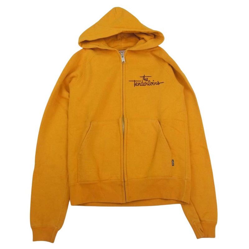 TENDERLOIN テンダーロイン ZIP PARKA ロゴ 刺繍 ジップ アップ スウェット パーカー イエロー系【中古】