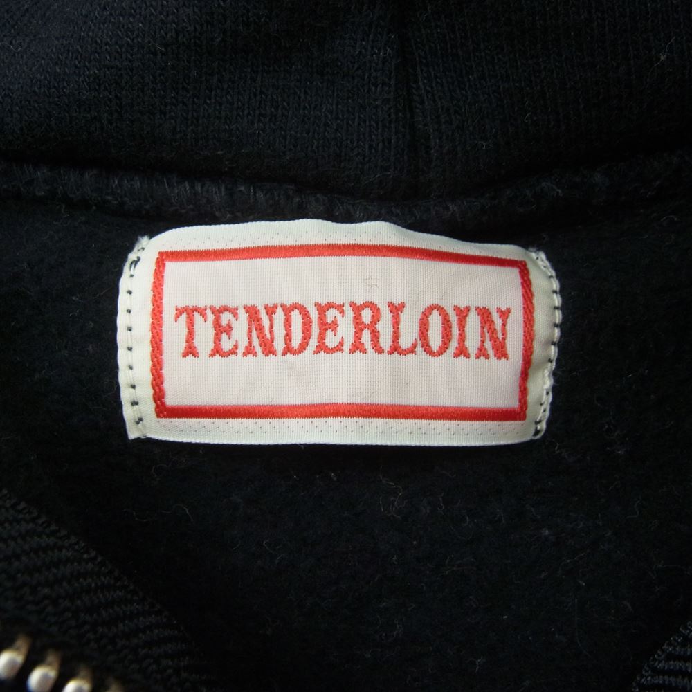 TENDERLOIN テンダーロイン ZIP PARKA ロゴ 刺繍 ジップ アップ スウェット パーカー ブラック系【中古】