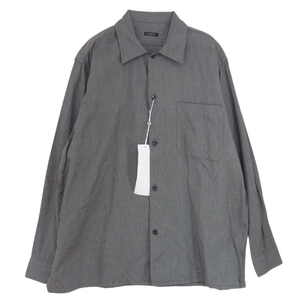 COMOLI コモリ 20AW  S03-02005  ヨリ杢 オープンカラー シャツ  グレー系 1【極上美品】【中古】