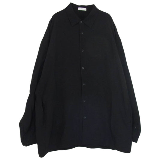 エイトン 23SS BL.AG.SM.0304 KYOTO TSURIZOME SILK OVERSIZED SHIRT 京都 吊り染め シルク100％ オーバーサイズ 長袖 シャツ ブラック系 06【美品】【中古】