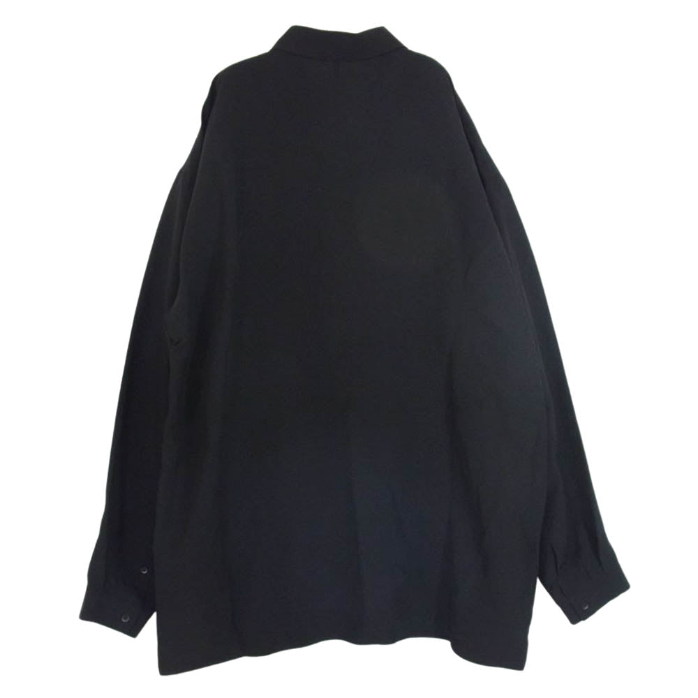 エイトン 23SS BL.AG.SM.0304 KYOTO TSURIZOME SILK OVERSIZED SHIRT 京都 吊り染め シルク100％ オーバーサイズ 長袖 シャツ ブラック系 06【美品】【中古】