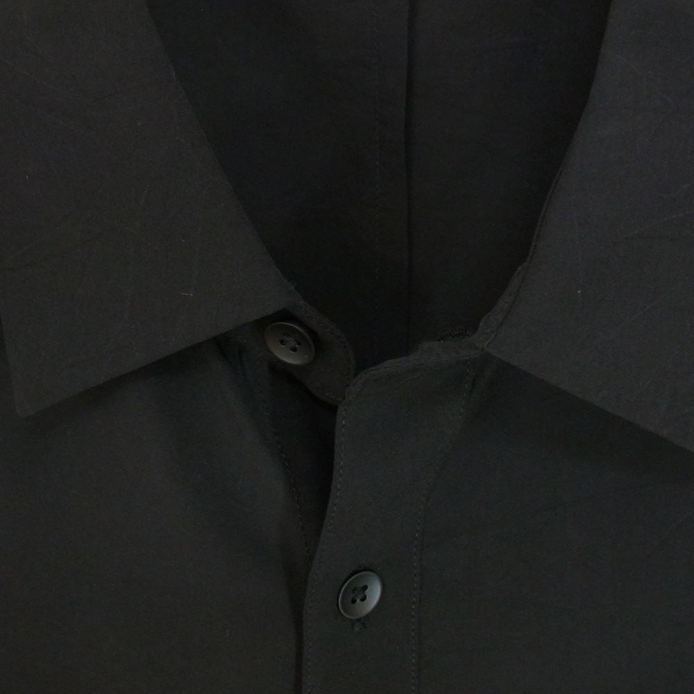 エイトン 23SS BL.AG.SM.0304 KYOTO TSURIZOME SILK OVERSIZED SHIRT 京都 吊り染め シルク100％ オーバーサイズ 長袖 シャツ ブラック系 06【美品】【中古】