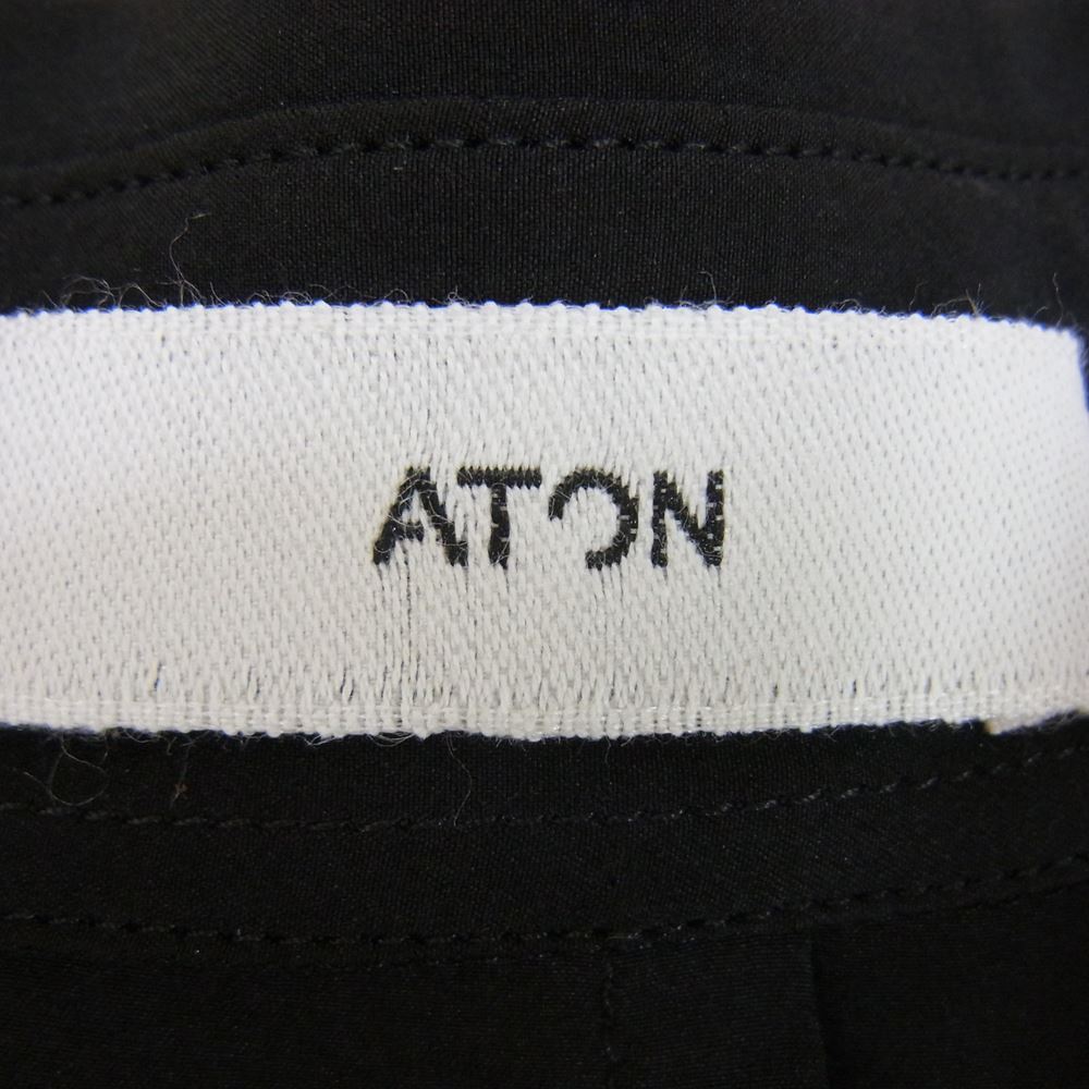 エイトン 23SS BL.AG.SM.0304 KYOTO TSURIZOME SILK OVERSIZED SHIRT 京都 吊り染め シルク100％ オーバーサイズ 長袖 シャツ ブラック系 06【美品】【中古】