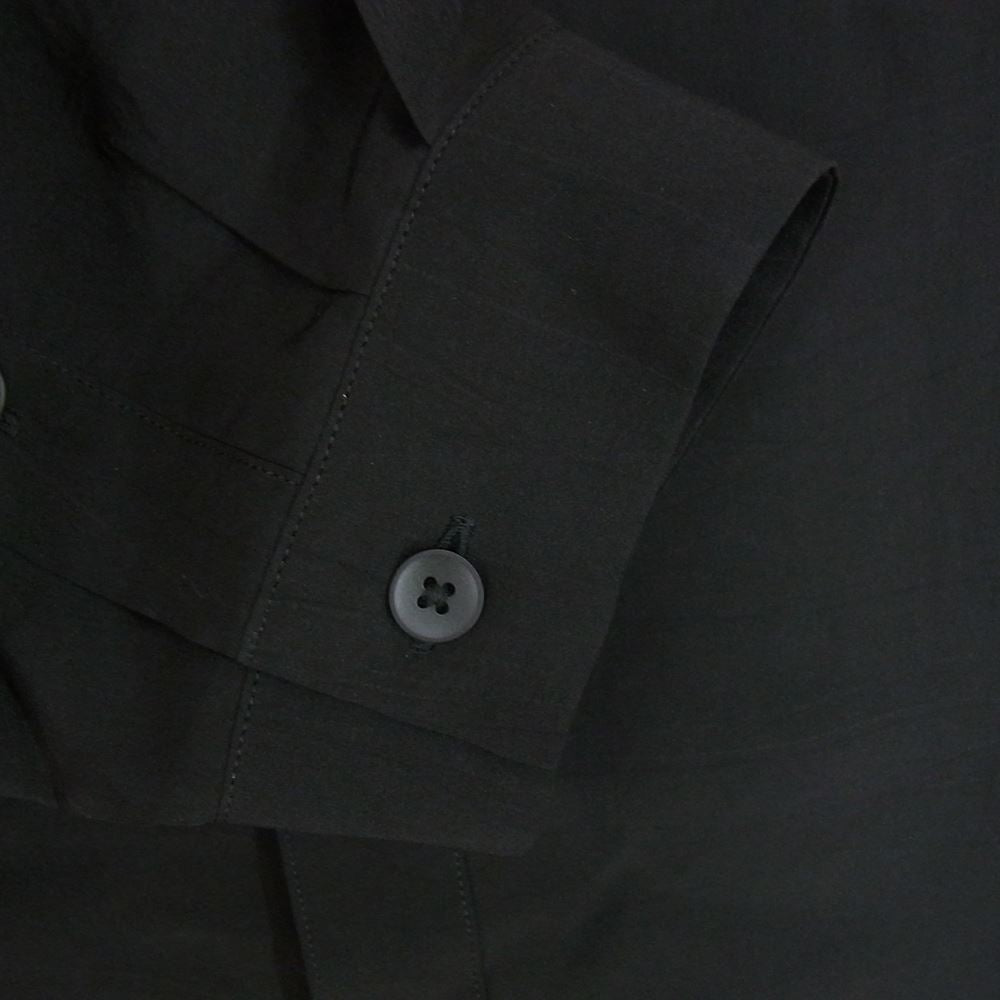 エイトン 23SS BL.AG.SM.0304 KYOTO TSURIZOME SILK OVERSIZED SHIRT 京都 吊り染め シルク100％ オーバーサイズ 長袖 シャツ ブラック系 06【美品】【中古】