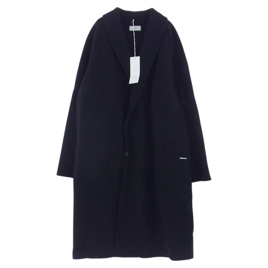 エイトン 21AW SC.AG.NW.0400 SUPER 160S DOUBLE MELTON SHAWL COLLER COAT スーパー160 ダブルメルトン ウール ショールカラー コート ネイビー系 06【美品】【中古】