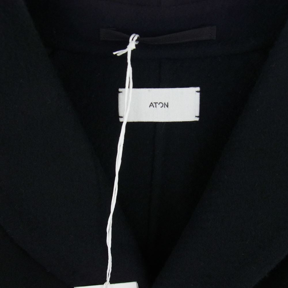 エイトン 21AW SC.AG.NW.0400 SUPER 160S DOUBLE MELTON SHAWL COLLER COAT スーパー160 ダブルメルトン ウール ショールカラー コート ネイビー系 06【美品】【中古】