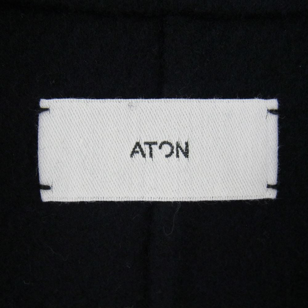 エイトン 21AW SC.AG.NW.0400 SUPER 160S DOUBLE MELTON SHAWL COLLER COAT スーパー160 ダブルメルトン ウール ショールカラー コート ネイビー系 06【美品】【中古】