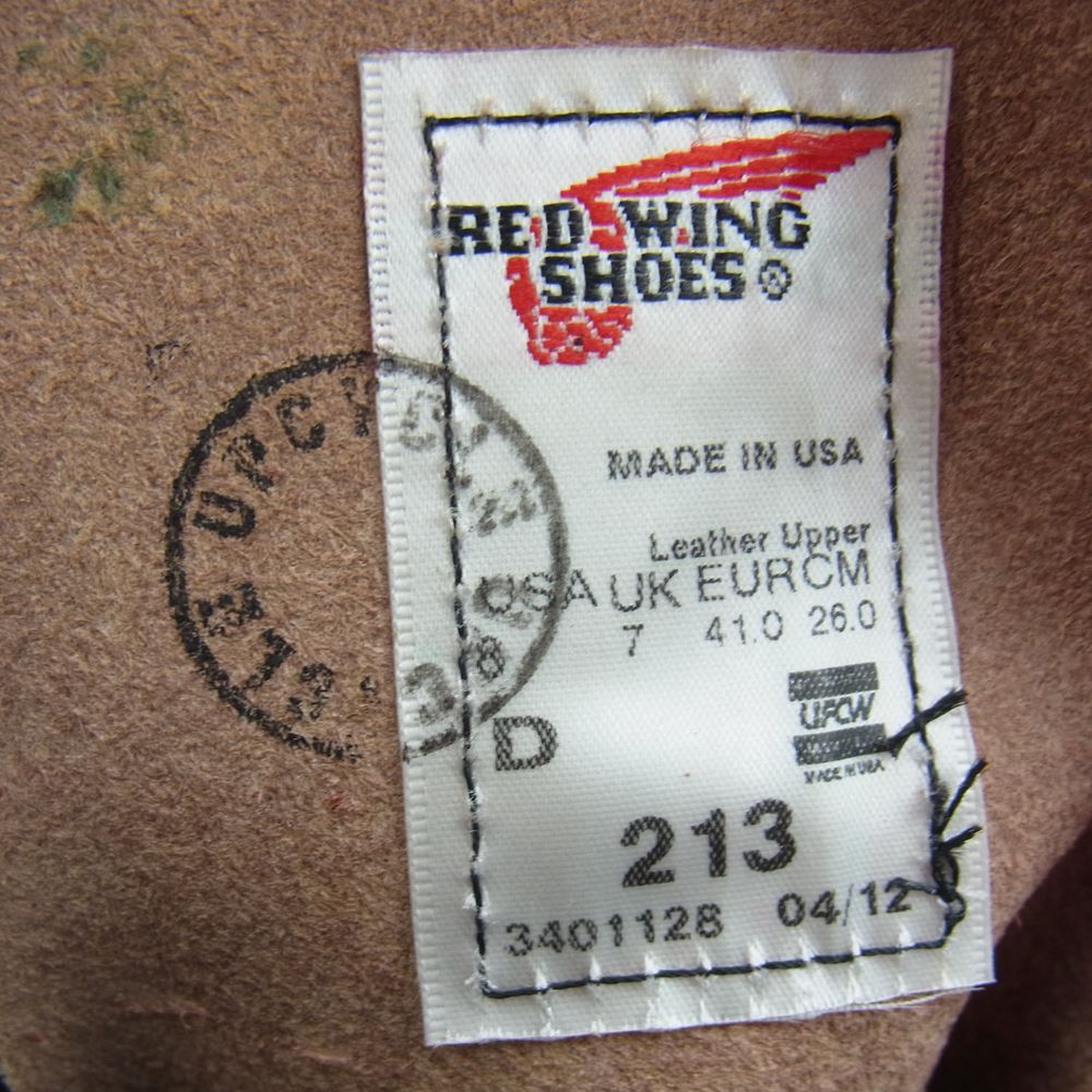RED WING レッドウィング 213 UPCYCLE MOC TOE アップサイクル モックトゥ ブーツ ダークブラウン系 26cm【新古品】【未使用】【中古】