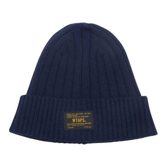 WTAPS ダブルタップス 15AW 152MADT-HT04 Beanie 04 WOOL ビーニー ウール ニット キャップ 帽子 ネイビー系 F【中古】