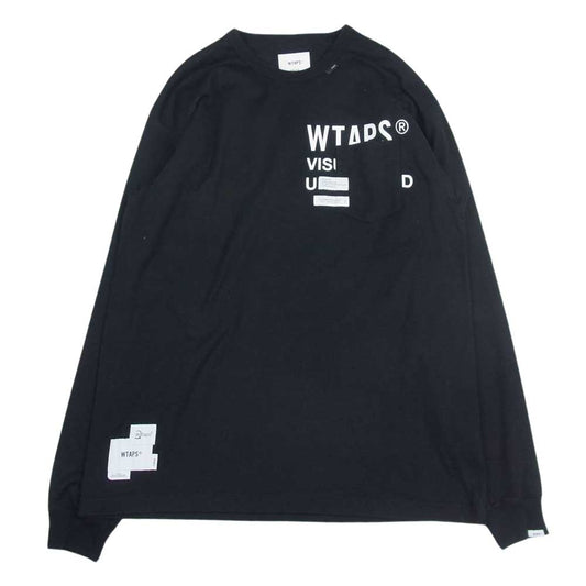 WTAPS ダブルタップス 21SS 211ATDT-CSM17 INSECT02 / LS / COPO ロゴ プリント ポケット 長袖 Tシャツ ロングスリーブ ロンT ブラック系 03【中古】