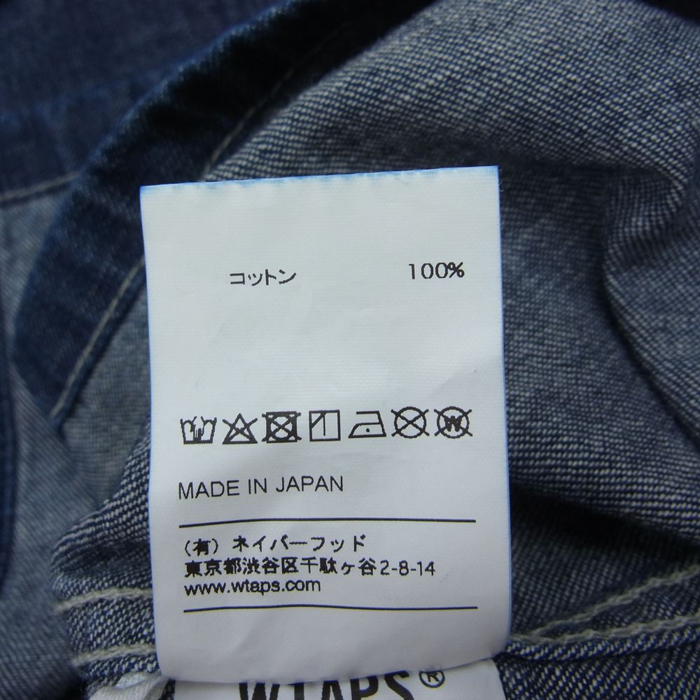 WTAPS ダブルタップス 19SS 191WVDT-SHM02 L/S DENIM WORK SHIRT デニム ワーク シャツ コットン 長袖 インディゴブルー系 02【中古】