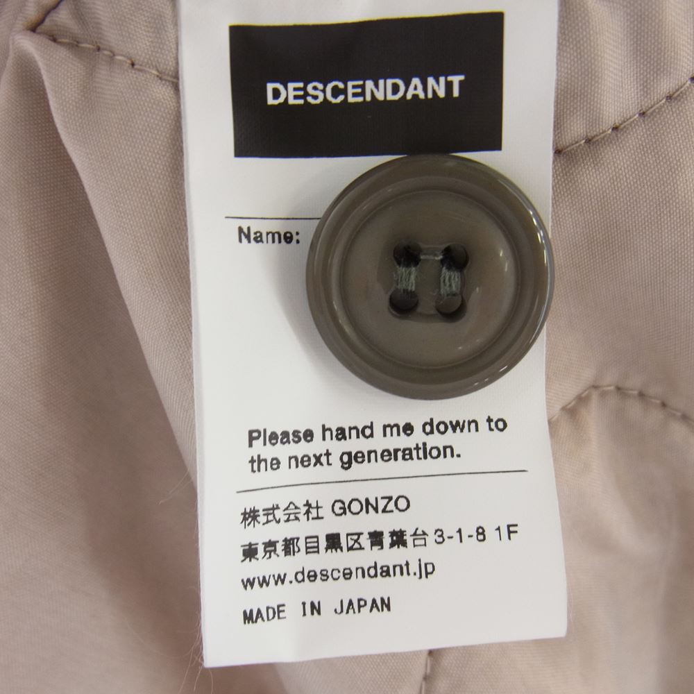 DESCENDANT ディセンダント 18AW 182WVDS-JKM03 CRICKET TWILL JACKET クリケット ツイル ジャケット 裏地キルティング ライトブラウン系 カーキ系 ２【中古】