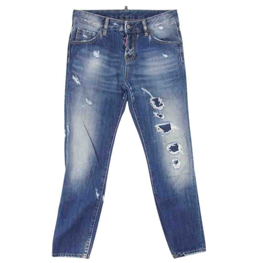 DSQUARED2 ディースクエアード S72LA0578 S30281 ダメージ加工 リペア加工 クラッシュ スキニー デニム インディゴブルー系 40【中古】