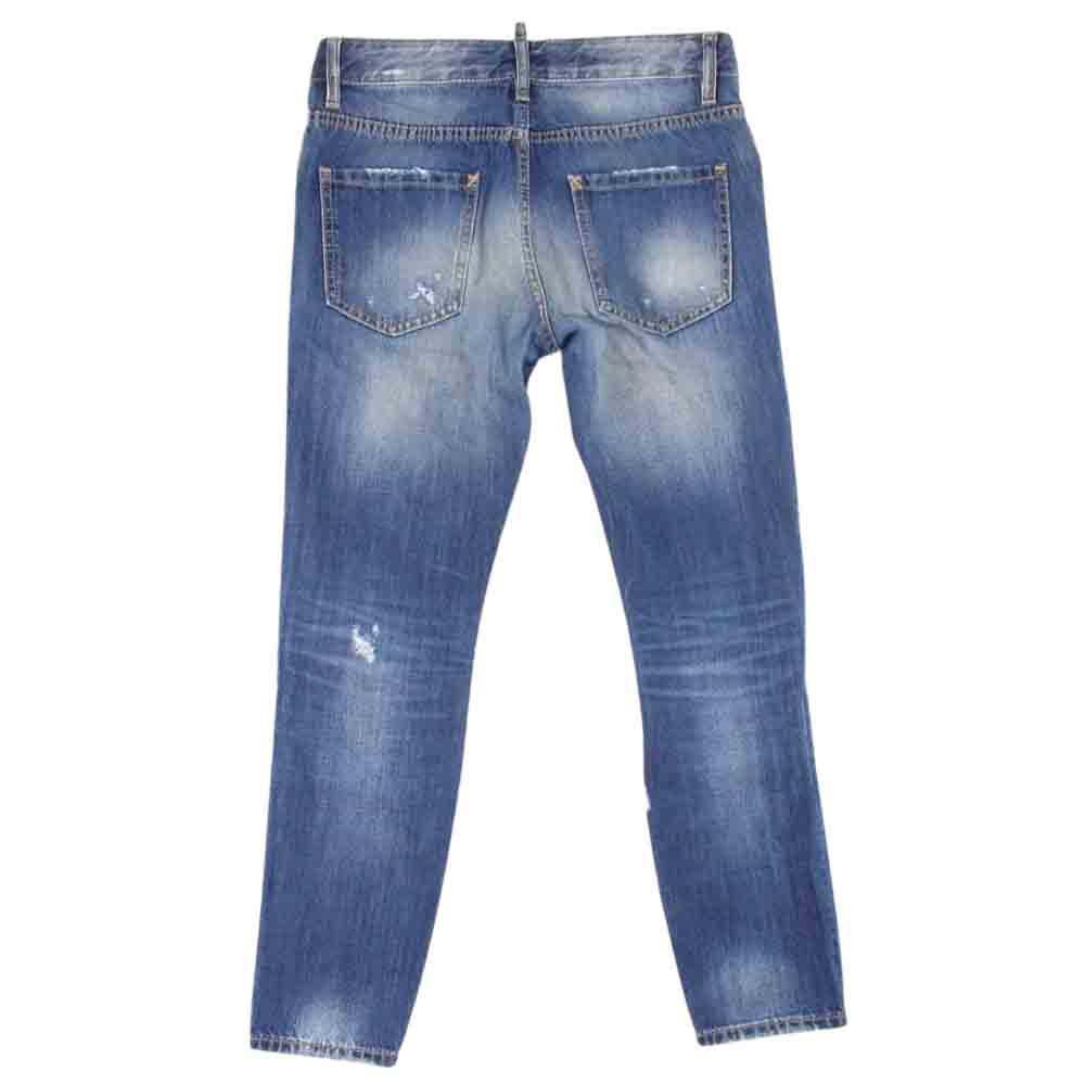 DSQUARED2 ディースクエアード S72LA0578 S30281 ダメージ加工 リペア加工 クラッシュ スキニー デニム インディゴブルー系 40【中古】