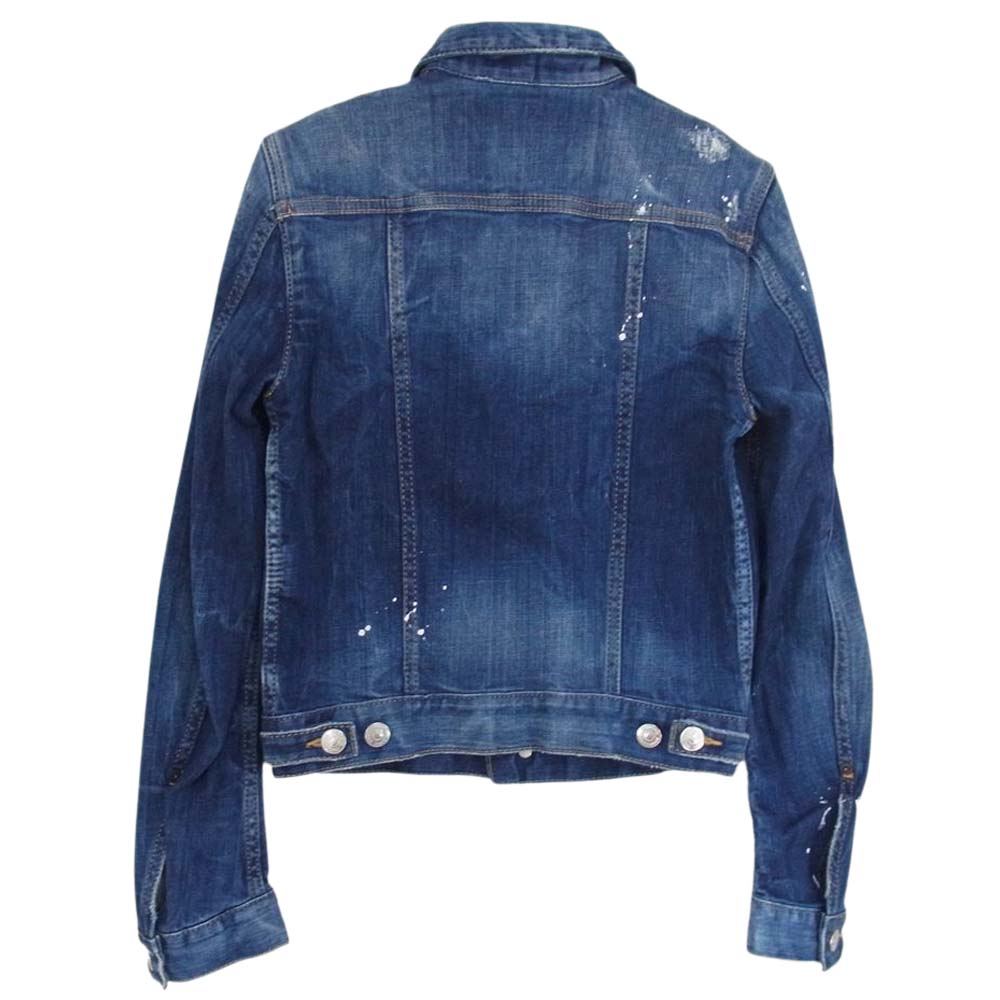 DSQUARED2 ディースクエアード S72AM0449 S30342 ペイント ダメージ デニム ジャケット インディゴブルー系 40【中古】