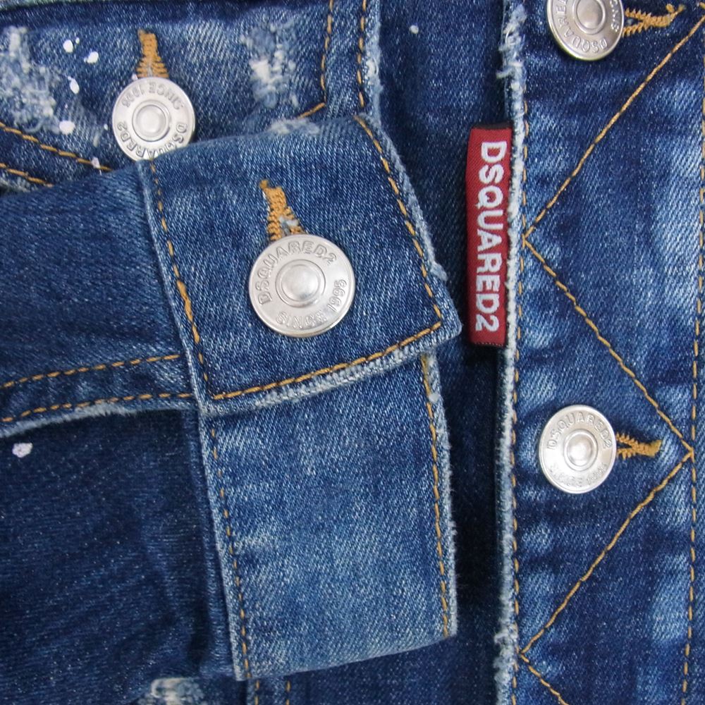 DSQUARED2 ディースクエアード S72AM0449 S30342 ペイント ダメージ デニム ジャケット インディゴブルー系 40【中古】