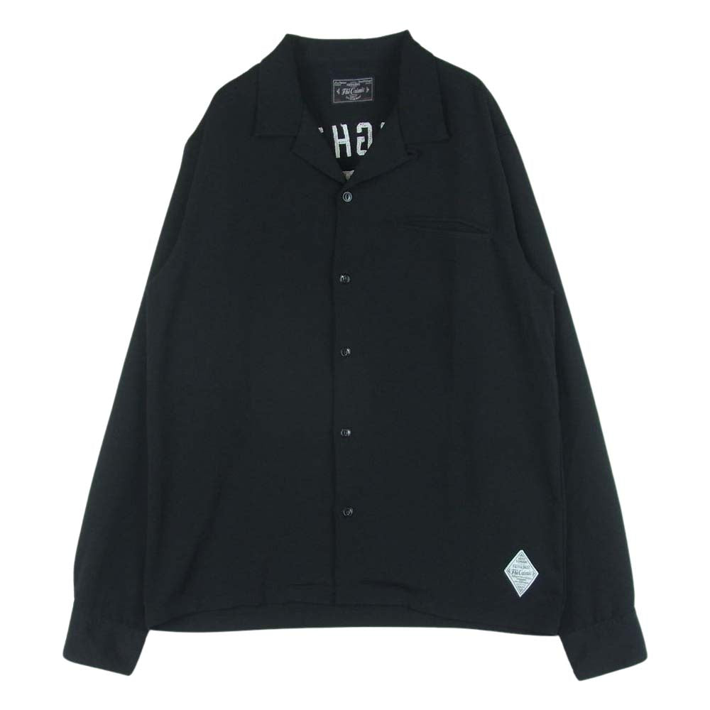 CRIMIE クライミー バック刺繍 オープンカラー 長袖 シャツ ポリエステル 日本製 ブラック系 L【中古】