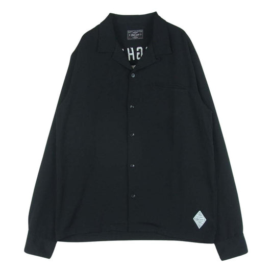 CRIMIE クライミー バック刺繍 オープンカラー 長袖 シャツ ポリエステル 日本製 ブラック系 L【中古】