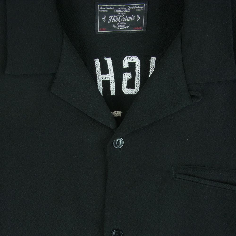 CRIMIE クライミー バック刺繍 オープンカラー 長袖 シャツ ポリエステル 日本製 ブラック系 L【中古】