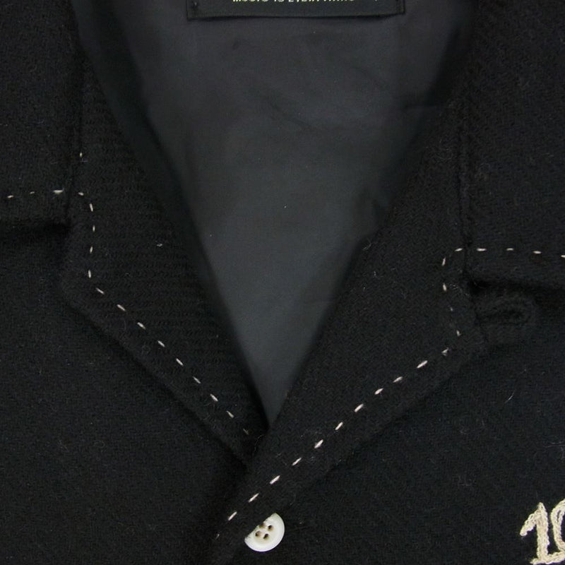 RUDE GALLERY ルードギャラリー チェーンステッチ刺繍 ウール オープンカラー 長袖 シャツ ブラック系 4【中古】