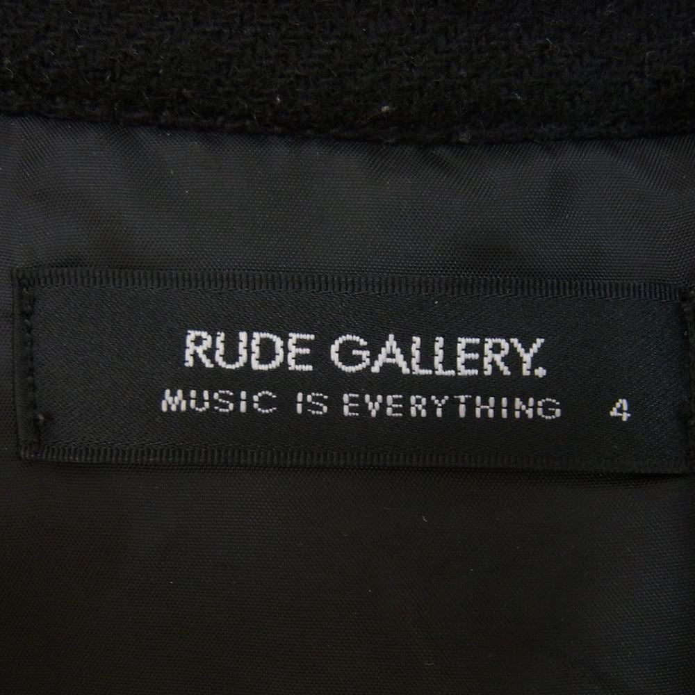 RUDE GALLERY ルードギャラリー チェーンステッチ刺繍 ウール オープンカラー 長袖 シャツ ブラック系 4【中古】