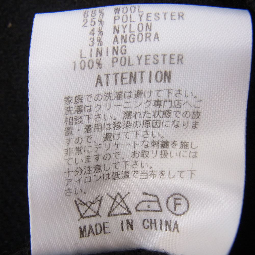 RUDE GALLERY ルードギャラリー チェーンステッチ刺繍 ウール オープンカラー 長袖 シャツ ブラック系 4【中古】