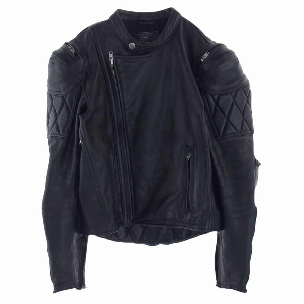 KADOYA カドヤ エルボー&ショルダー&背面プロテクター着脱式 ホースハイド レザー ライダース ジャケット ブラック系 L【中古】