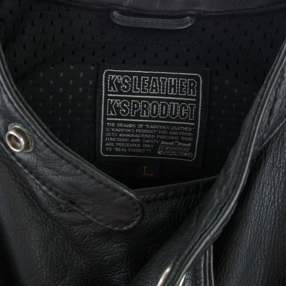 KADOYA カドヤ エルボー&ショルダー&背面プロテクター着脱式 ホースハイド レザー ライダース ジャケット ブラック系 L【中古】