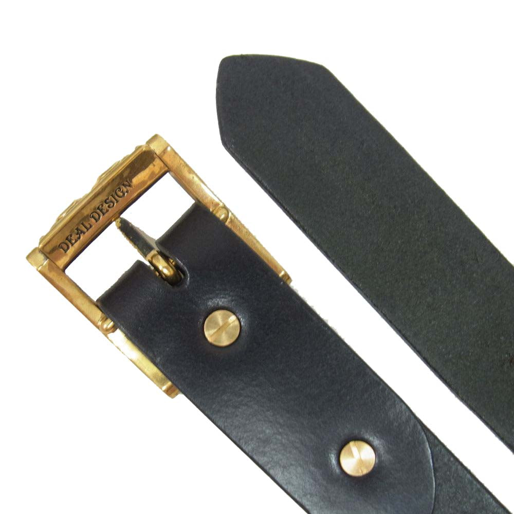 DEAL DESIGN ディールデザイン ゴールドバックル レザーベルト ブラック系【中古】