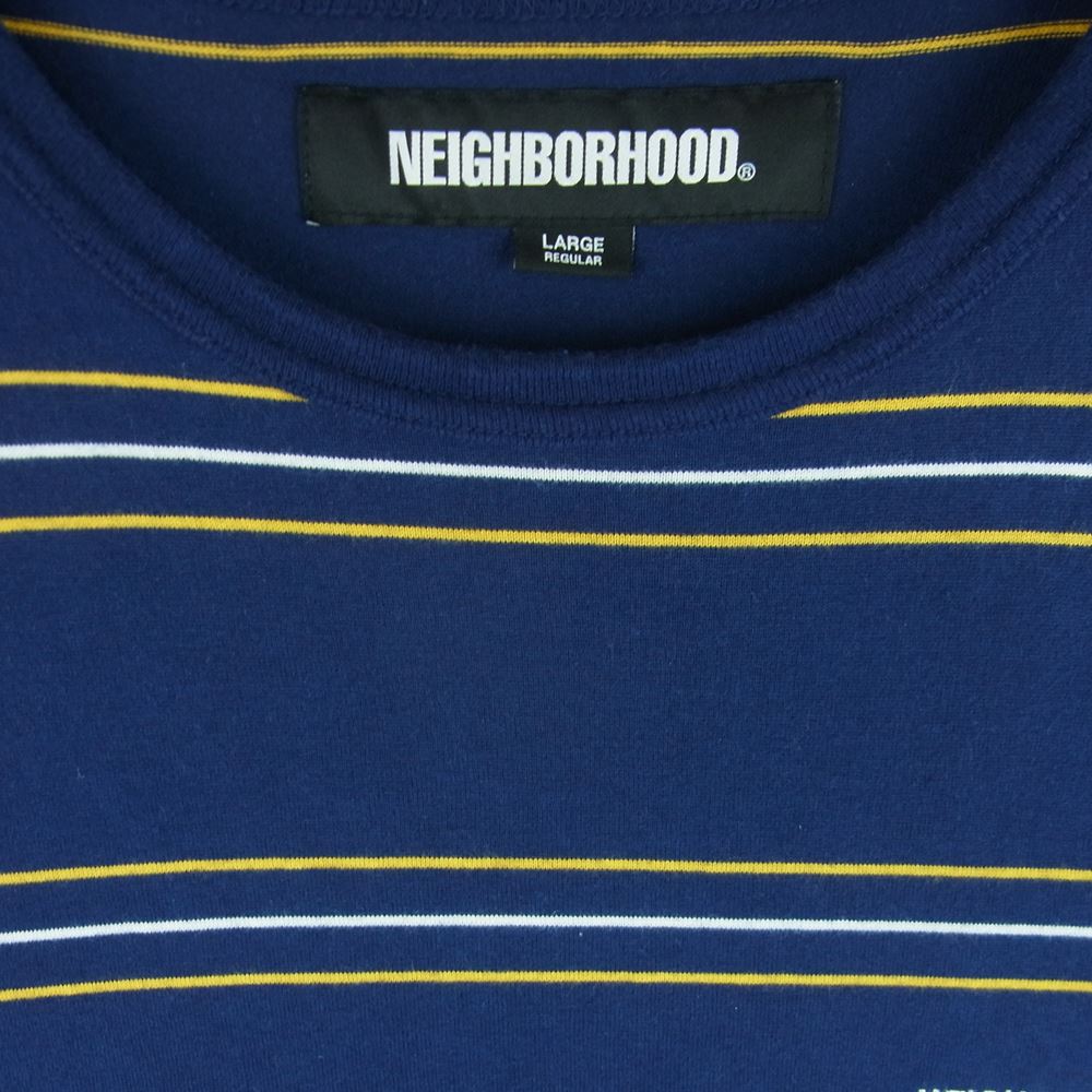 NEIGHBORHOOD ネイバーフッド 23SS 231FPNH-CSM08 BORDER CREWNECK SS ボーダー クルーネック 半袖 Tシャツ ネイビー系 L【中古】