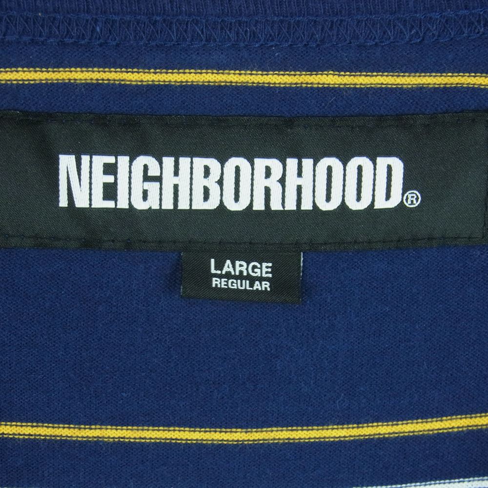 NEIGHBORHOOD ネイバーフッド 23SS 231FPNH-CSM08 BORDER CREWNECK SS ボーダー クルーネック 半袖 Tシャツ ネイビー系 L【中古】
