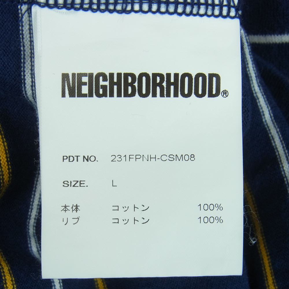 NEIGHBORHOOD ネイバーフッド 23SS 231FPNH-CSM08 BORDER CREWNECK SS ボーダー クルーネック 半袖 Tシャツ ネイビー系 L【中古】