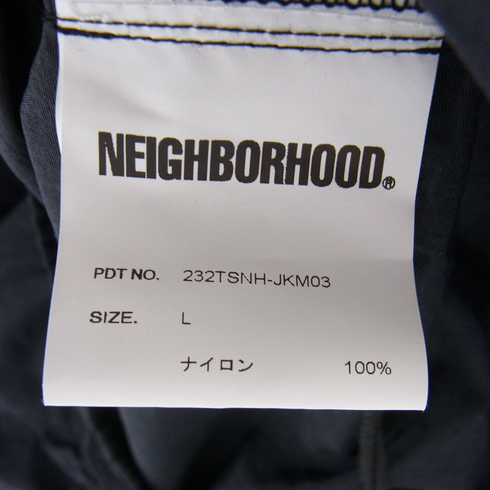 NEIGHBORHOOD ネイバーフッド 23AW 232TSNH-JKM03 ZIP UP HOODED JACKET ロゴ プリント ナイロン ジップアップ フーデッド パーカ ジャケット ブラック系 L【新古品】【未使用】【中古】