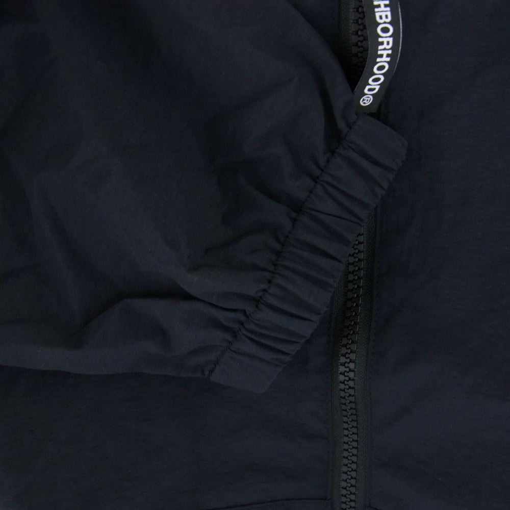 NEIGHBORHOOD ネイバーフッド 23AW 232TSNH-JKM03 ZIP UP HOODED JACKET ロゴ プリント ナイロン ジップアップ フーデッド パーカ ジャケット ブラック系 L【新古品】【未使用】【中古】