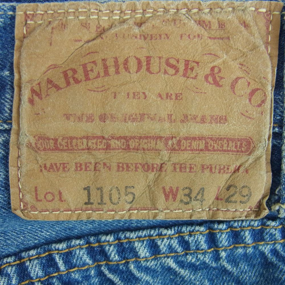 WAREHOUSE ウエアハウス Lot.1105 BEAMS PLUS ビームスプラス 別注 2ND-HAND セコハン デニム パンツ インディゴブルー系 W34 L29【中古】