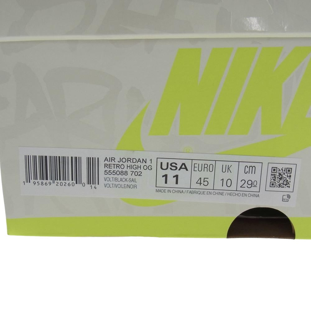 NIKE ナイキ 555088-702 Air Jordan 1 High OG Volt Visionaire エアジョーダン1 ハイ OG ボルト ヴィジョネア スニーカー イエロー系 ホワイト系 29cm【極上美品】【中古】