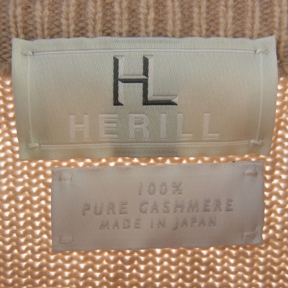 ヘリル 20-080-HL-8000-3 GOLDENCASH PULLOVER ピュアカシミヤ100％ ゴールデンキャッシュ カシミヤ ニット セーター ベージュ系 １【中古】