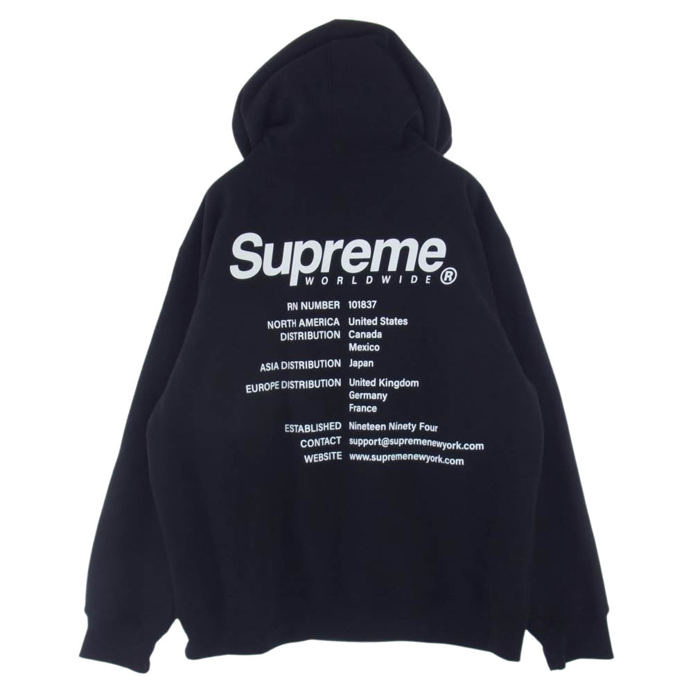 Supreme シュプリーム 23SS Worldwide Hooded Sweatshirt ワールドワイド フーデッド スウェット パーカー ブラック系 XL【極上美品】【中古】