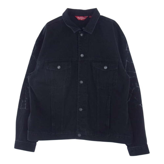 Supreme シュプリーム 23SS Dyed Logo Shibori Denim Trucker Jacket シボリ デニム トラッカージャケット ブラック系 XL【美品】【中古】